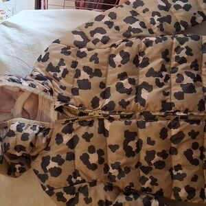 Epic Threads Tan Leopard Print Puffer Jacket with Hood